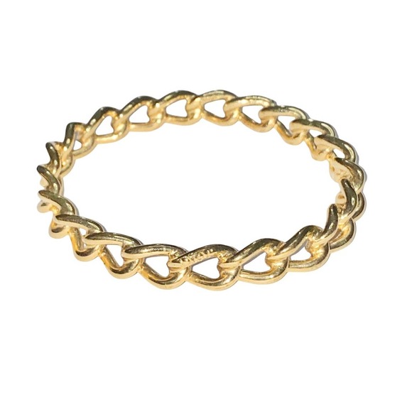 VTG Christian Dior Gold Tone Metal Chain Link Bangle Bracelet Signed - Picture 2 of 12